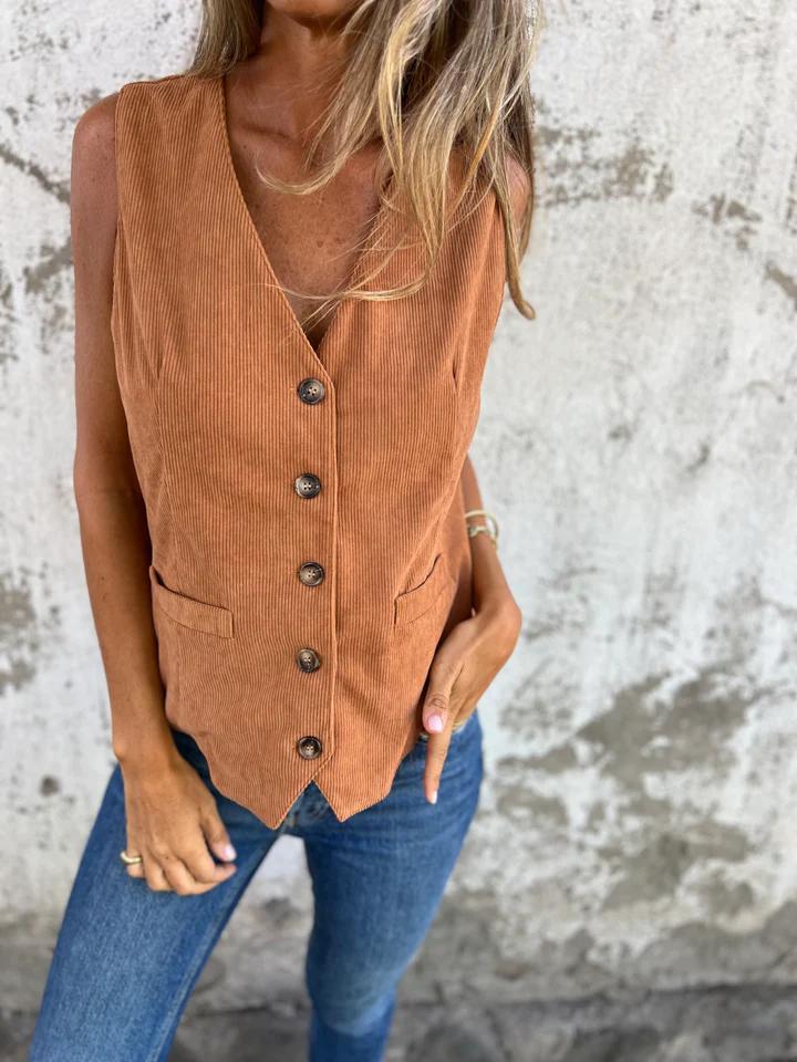 Eva | Beige Blusenweste für stilvolle Outfits