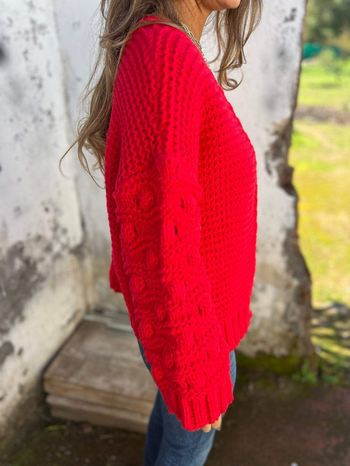 Jeni | Strickjacke mit V-Ausschnitt & langen Ärmeln