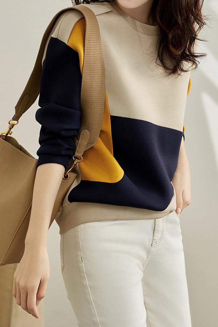 Rundhalsausschnitt Drop Shoulder Bi-Color Sweatshirt