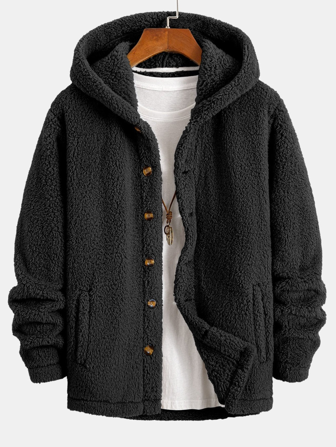 Leon | Warme Teddy-Fleecejacke mit Kapuze für Herren