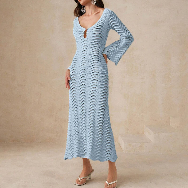 Kira | Strickkleid Damen stilvoll mit ausgestellten Ärmeln
