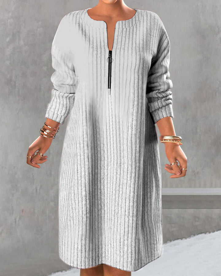 Lena | Langes Strickkleid Damen mit Reißverschluss elegant