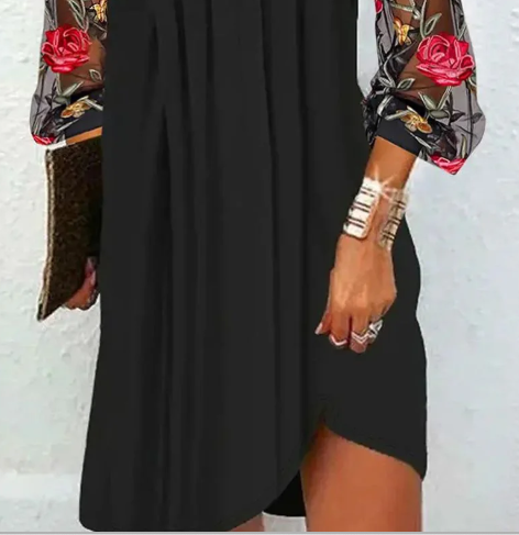 Helena | Kurzes Kleid mit V-Ausschnitt und Chiffonärmeln