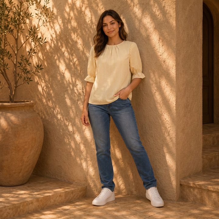 Mila | Elegante Gestreifte Bluse Damen Chic