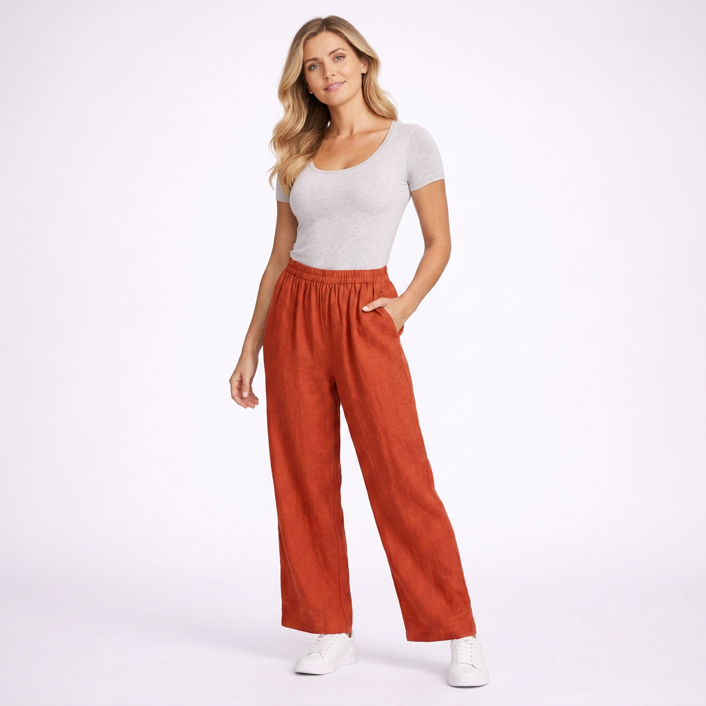 Elena | Leichte Hose aus Baumwolle Leinenmix