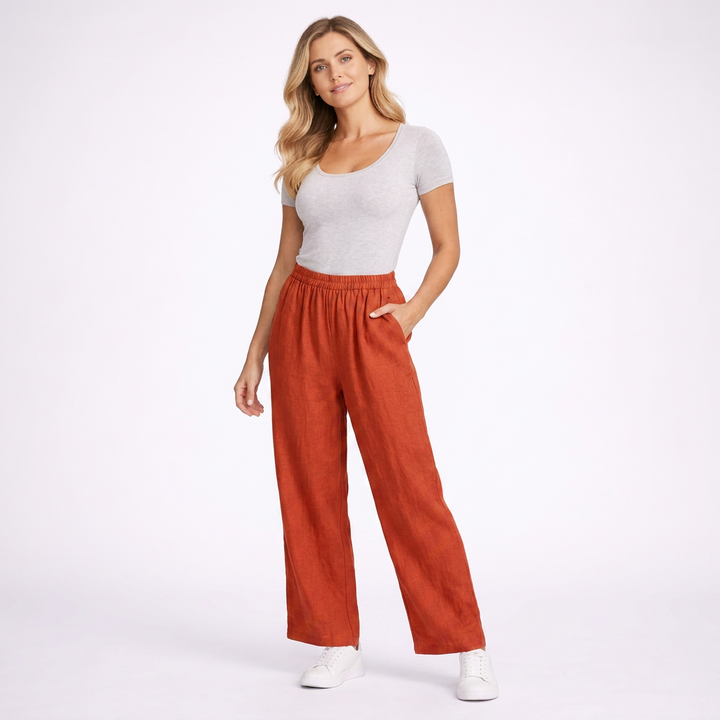 Elena | Leichte Hose aus Baumwolle Leinenmix