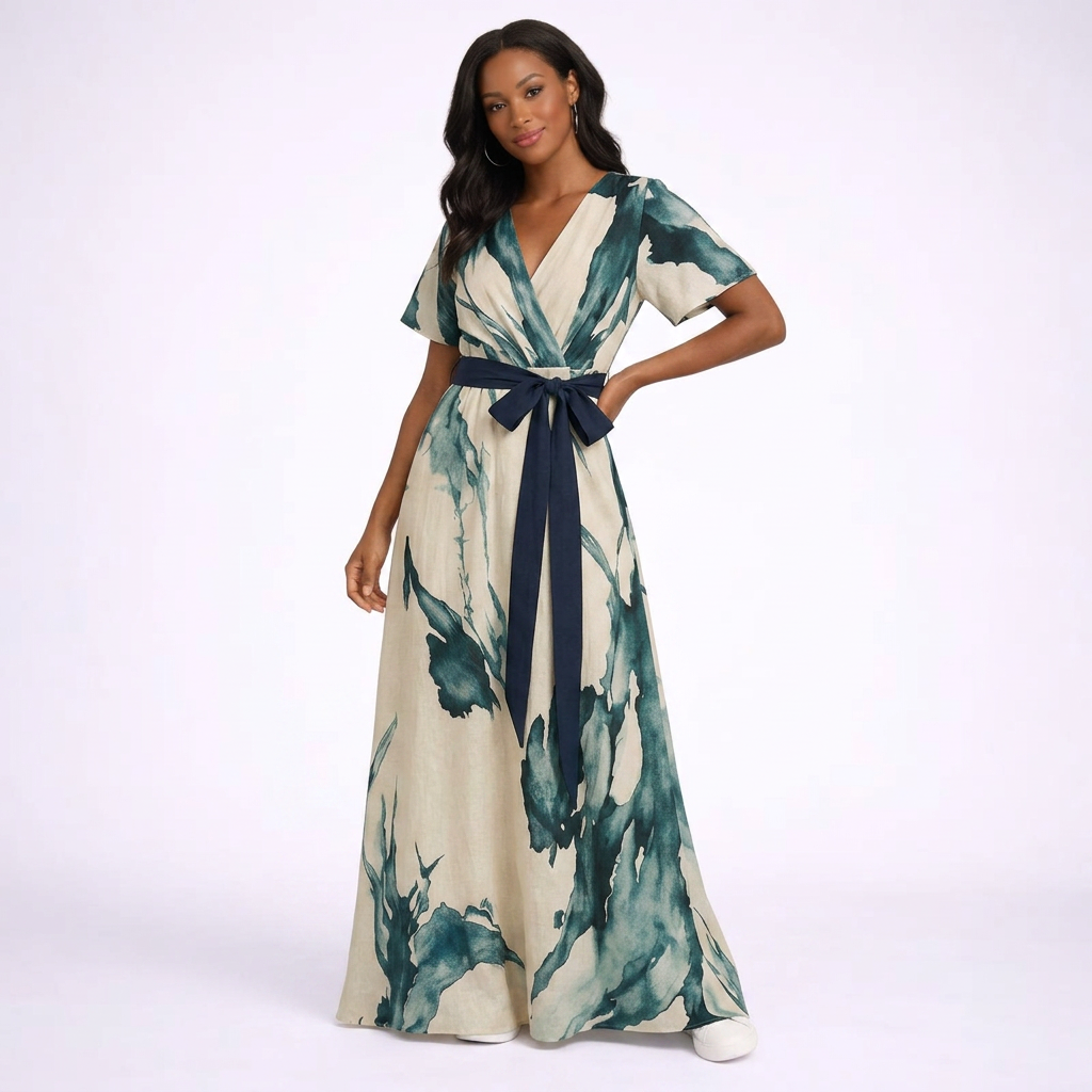 Soraya | Langes Kleid mit feinem Aquarelldesign