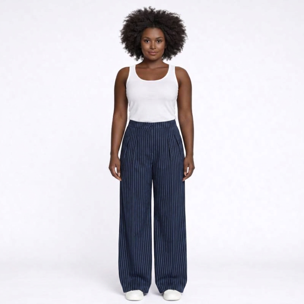 Amelie | Elegante Weite Hose Damen Streifen