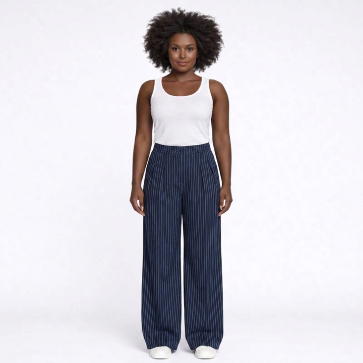 Amelie | Elegante Weite Hose Damen Streifen