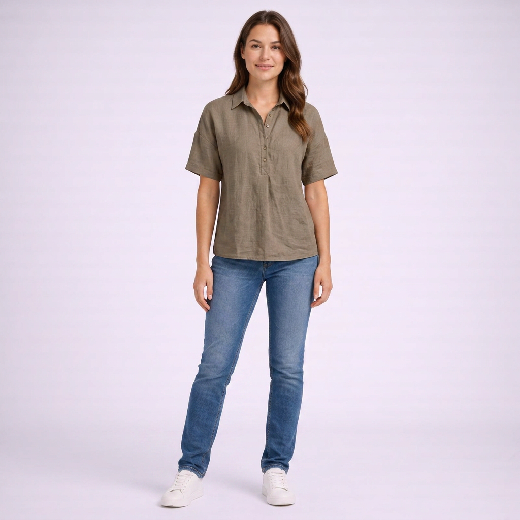 Mia | Bluse Damen Kragen Knopfleiste Chic
