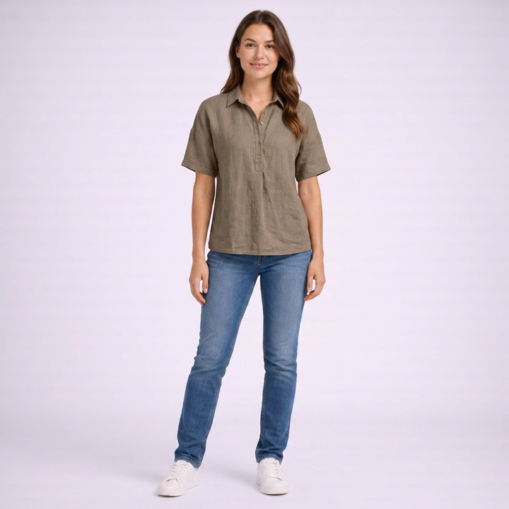 Mia | Bluse Damen Kragen Knopfleiste Chic