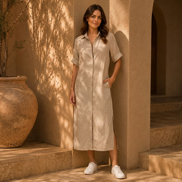 Emma | Lockeres Midi Kleid Damen Elegant