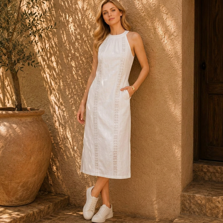 Lina | Stilvolles Midi Leinen Kleid Damen
