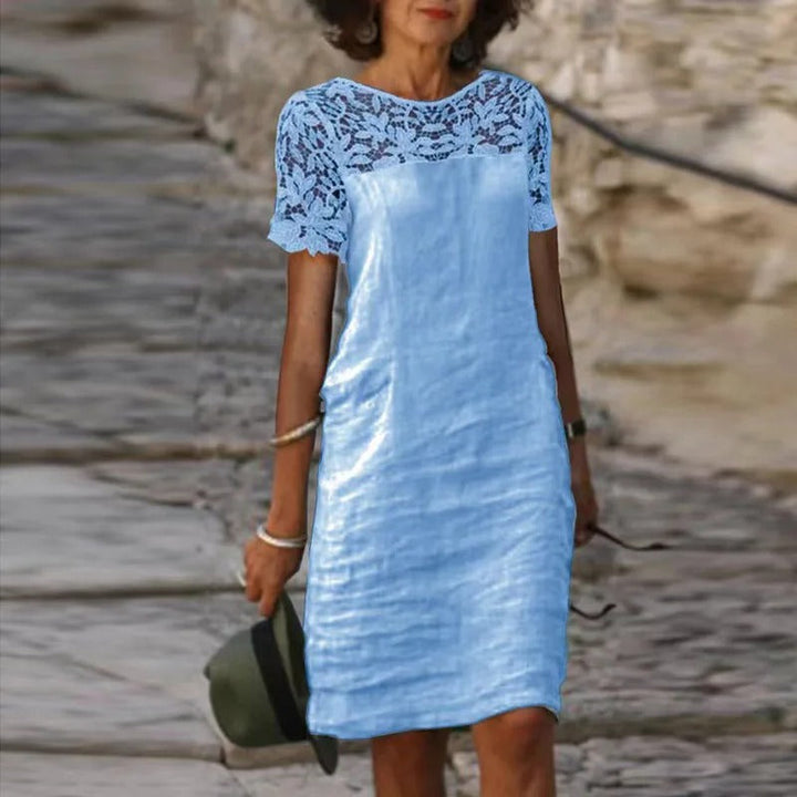 Frances Baumwoll-Leinen-Spitzenkleid für Sommerfeste