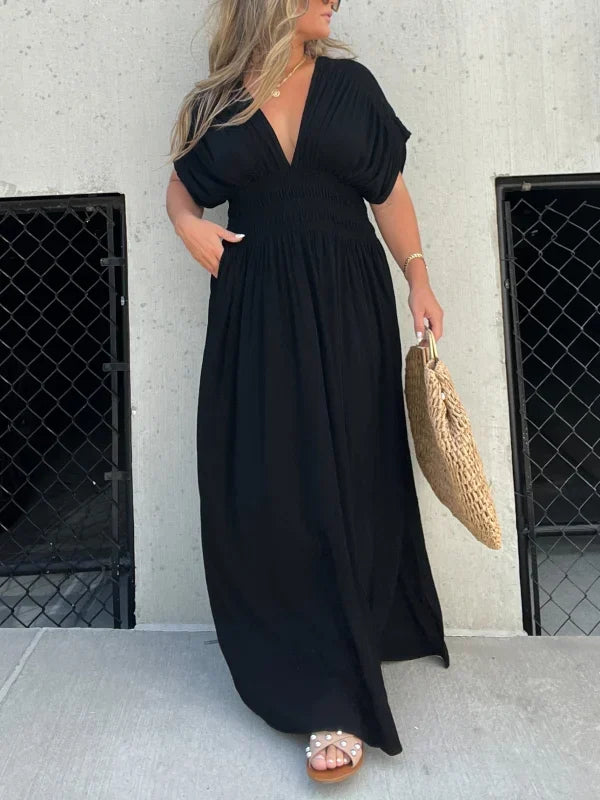 Maya Schlitz V-neck Mühelos Maxi für stilvolle Sommertage mit Leichtigkeit