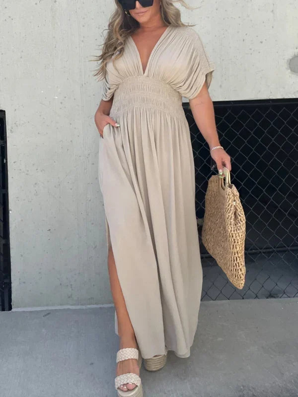 Maya Schlitz V-neck Mühelos Maxi für stilvolle Sommertage mit Leichtigkeit