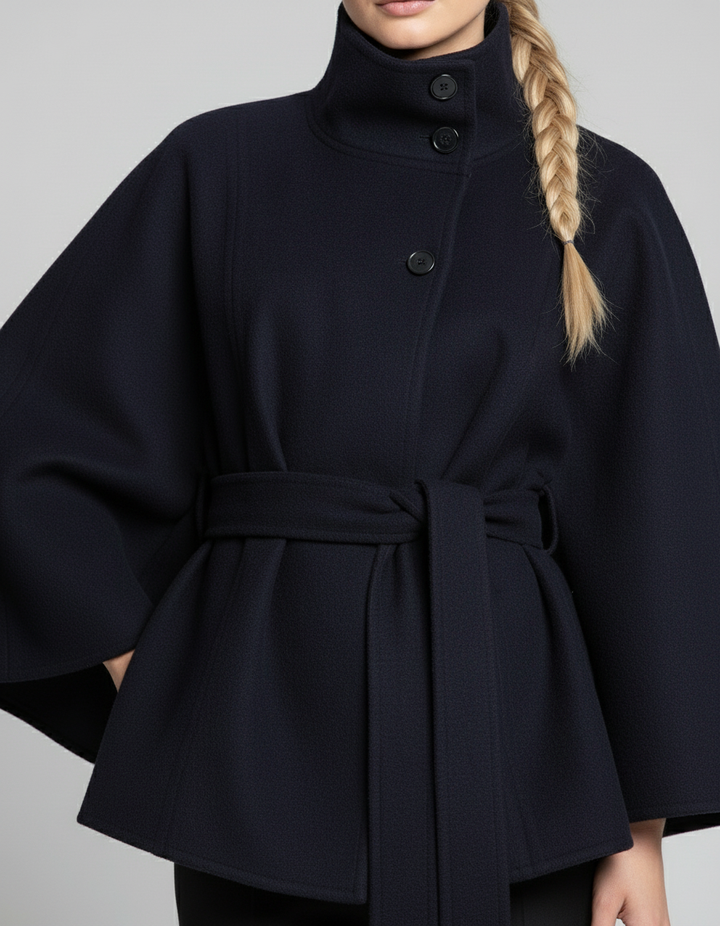 Ella | Modischer Damen Cape-Mantel mit Gürtelakzent