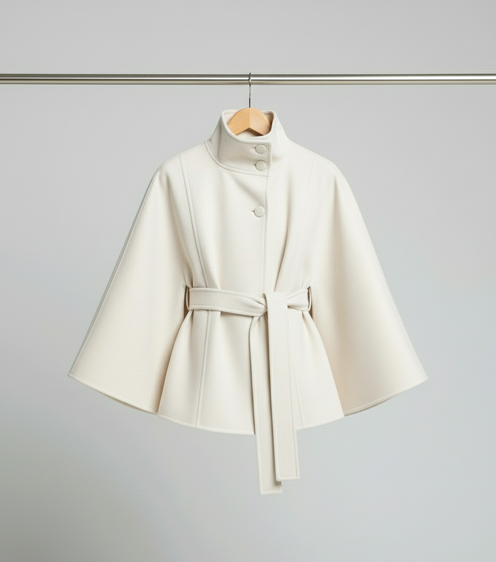 Ella | Modischer Damen Cape-Mantel mit Gürtelakzent