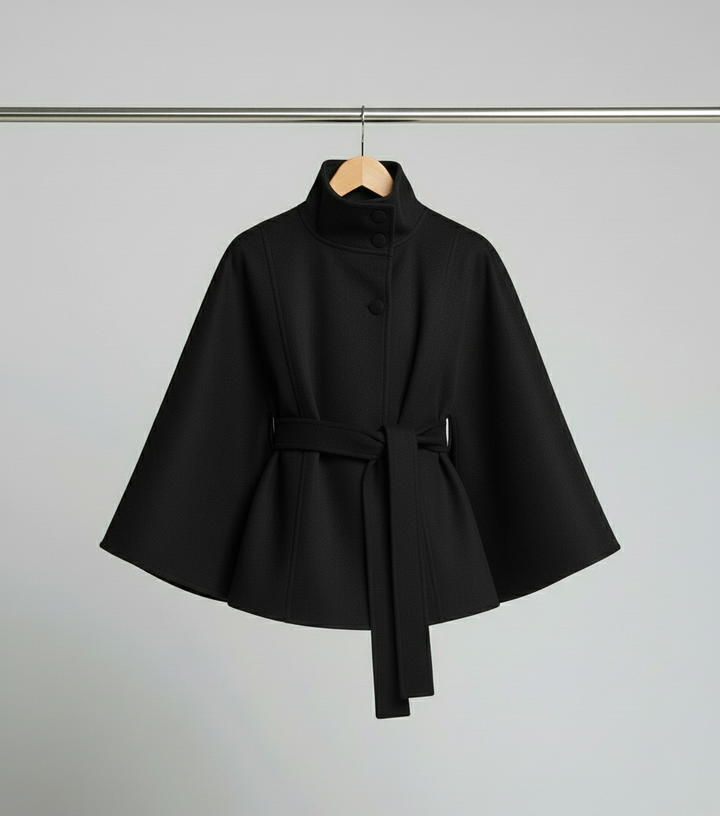 Ella | Modischer Damen Cape-Mantel mit Gürtelakzent