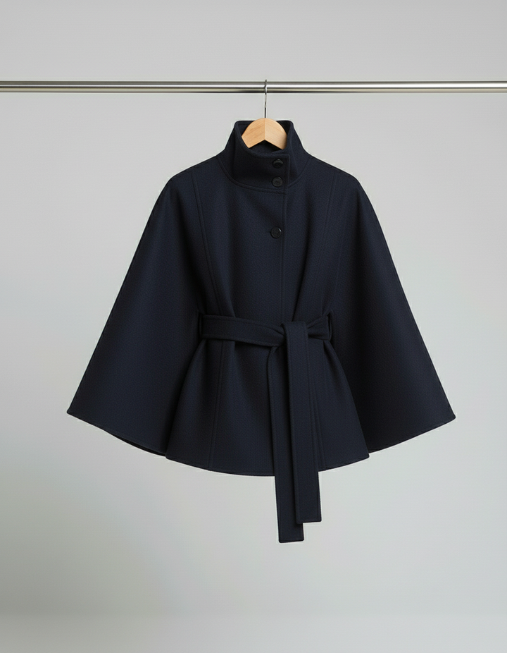 Ella | Modischer Damen Cape-Mantel mit Gürtelakzent