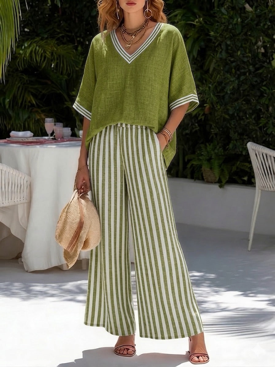 Ella | Stilvolles Gestreiftes Damen Set Chic