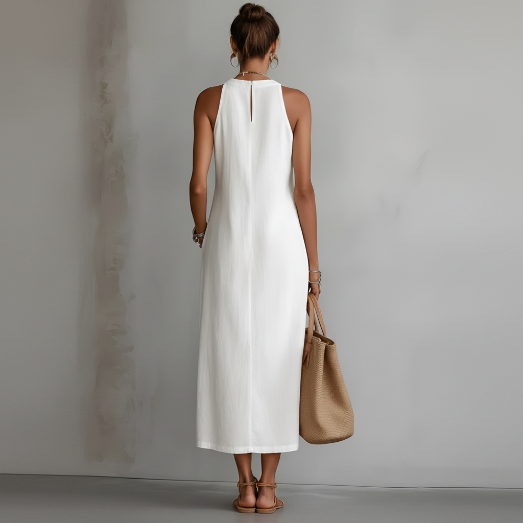 Lina | Stilvolles Midi Leinen Kleid Damen