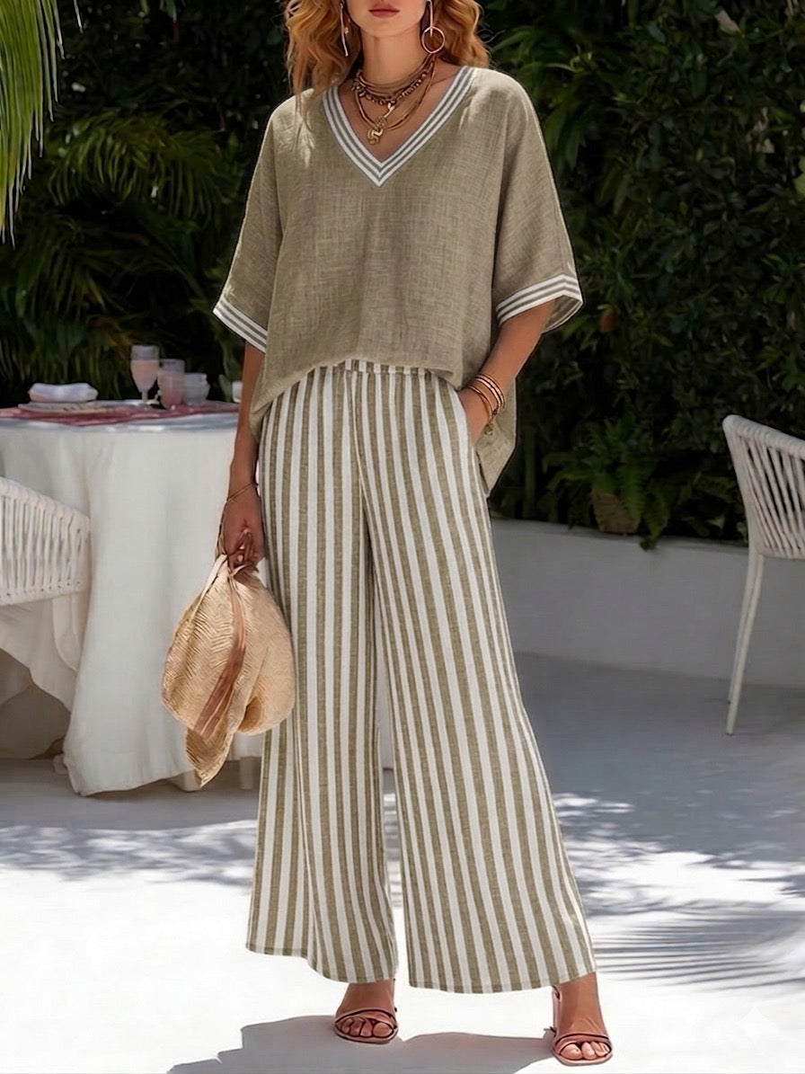 Ella | Stilvolles Gestreiftes Damen Set Chic