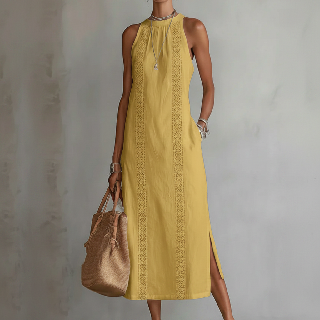 Lina | Stilvolles Midi Leinen Kleid Damen