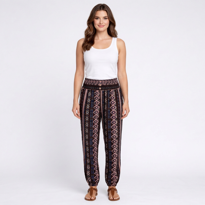 Marit Ethnische grafische Boho-Hose für trendige Festival-Looks