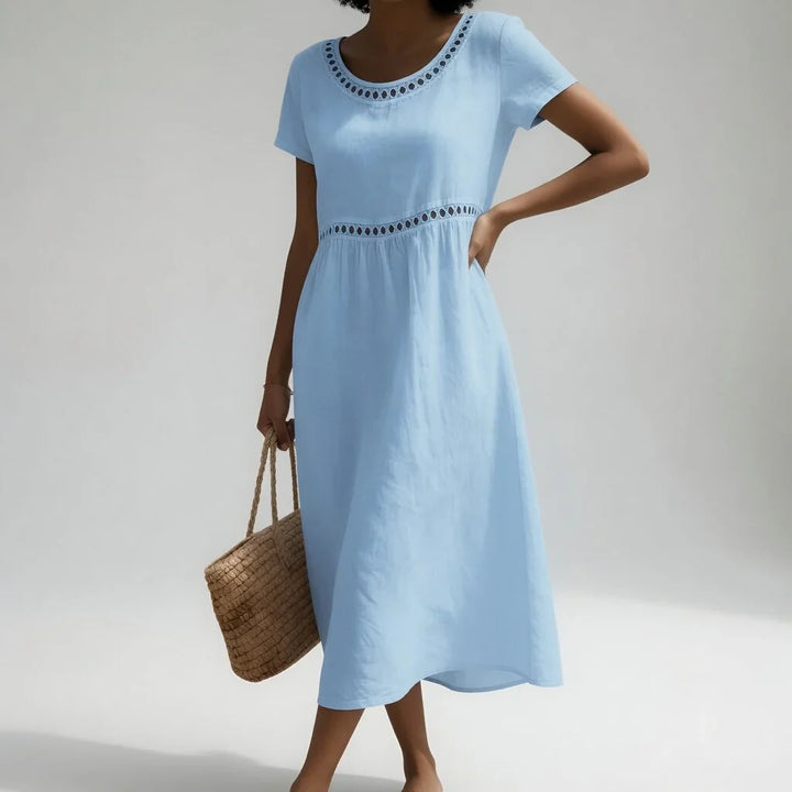 Hannah | Baumwoll Leinen Midi Kleid Modern