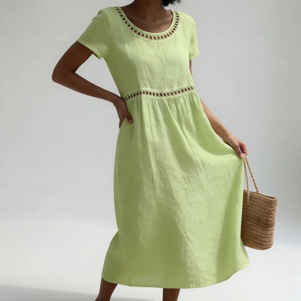 Hannah | Baumwoll Leinen Midi Kleid Modern