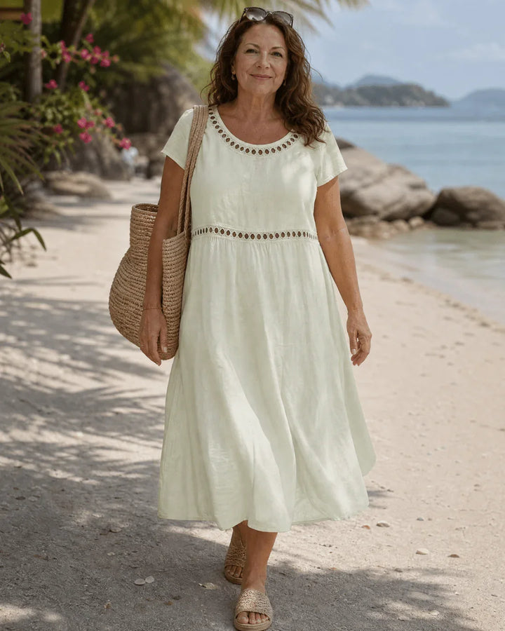 Hannah | Baumwoll Leinen Midi Kleid Modern