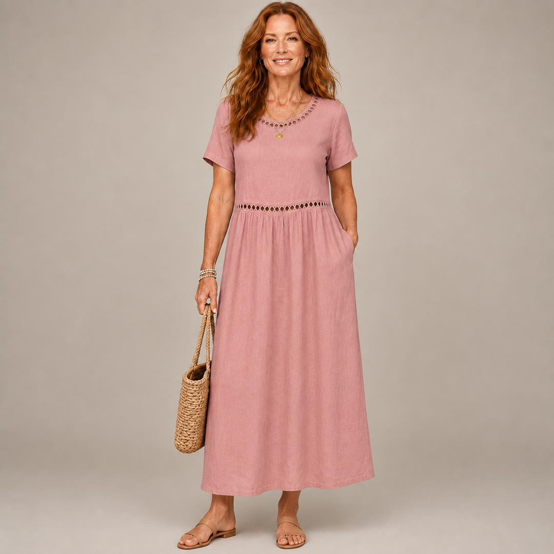 Hannah | Baumwoll Leinen Midi Kleid Modern