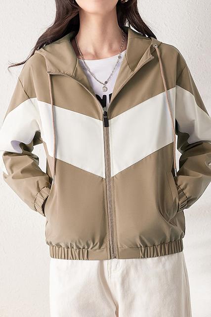 Color Block Windproof Kapuzenjacke