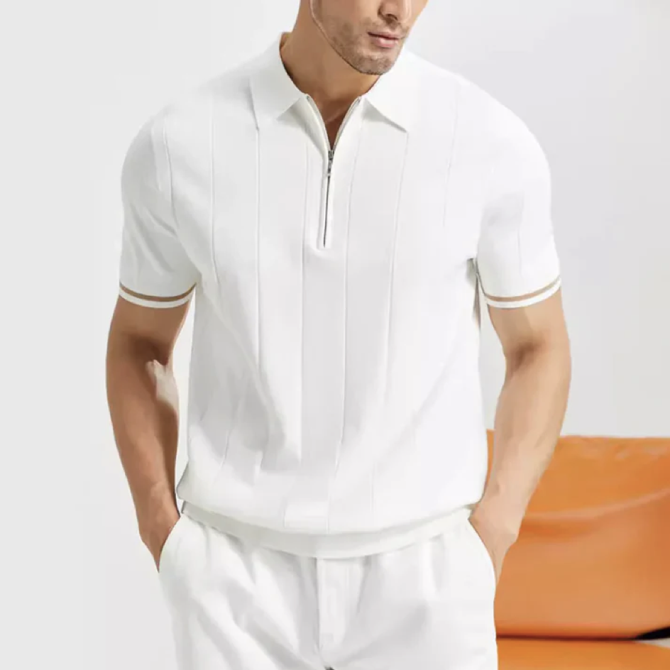 AYBERZ Polo mit halbem Reißverschluss für sportliche Eleganz