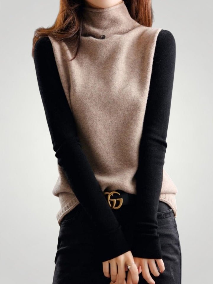 Helga | Retro Rollkragenpullover mit Farbblock