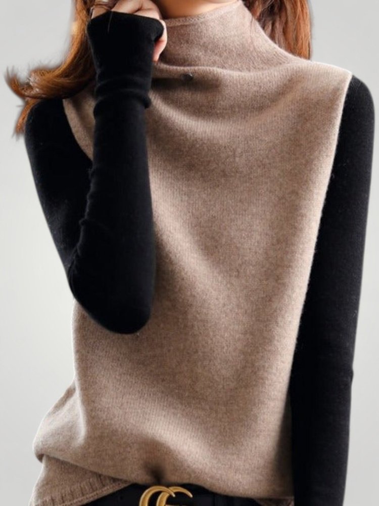 Helga | Retro Rollkragenpullover mit Farbblock