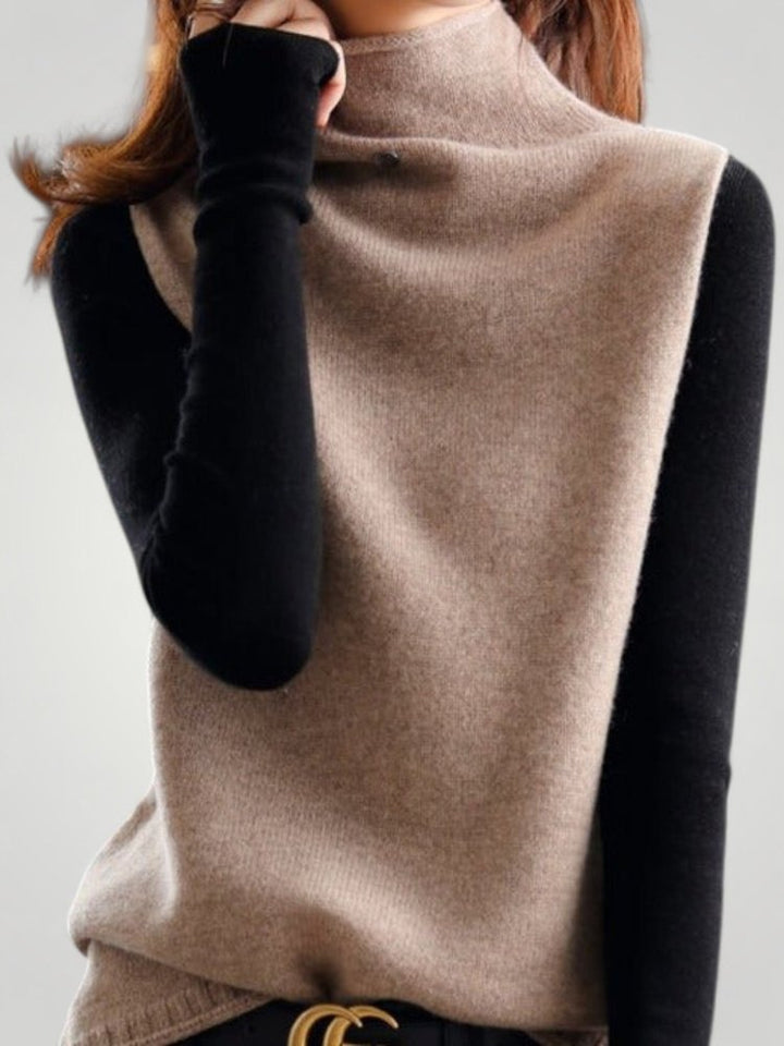 Helga | Retro Rollkragenpullover mit Farbblock