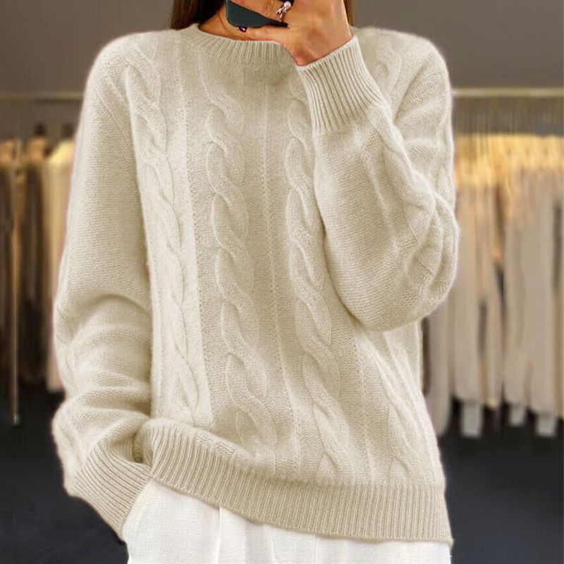 Tiffany | Warmer Strickpullover mit modischem Zopfmuster