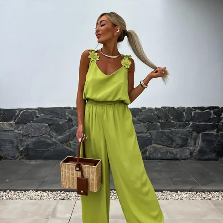Damen-Jumpsuit ärmellos mit weitem Bein und Stil