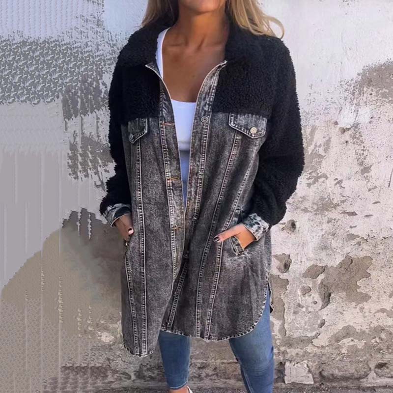 Anna | Lange Hemdjacke aus Denim mit Taschen