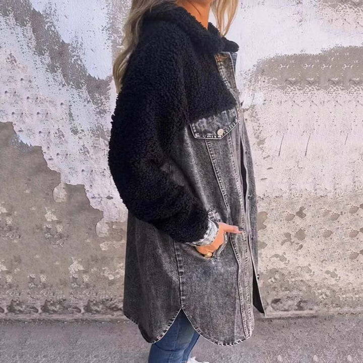 Anna | Lange Hemdjacke aus Denim mit Taschen