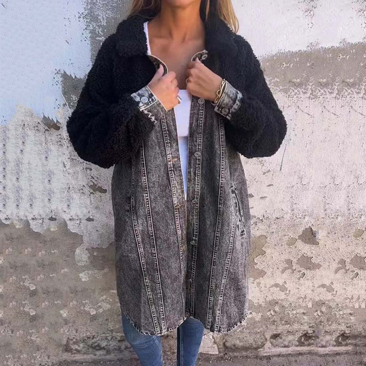 Anna | Lange Hemdjacke aus Denim mit Taschen
