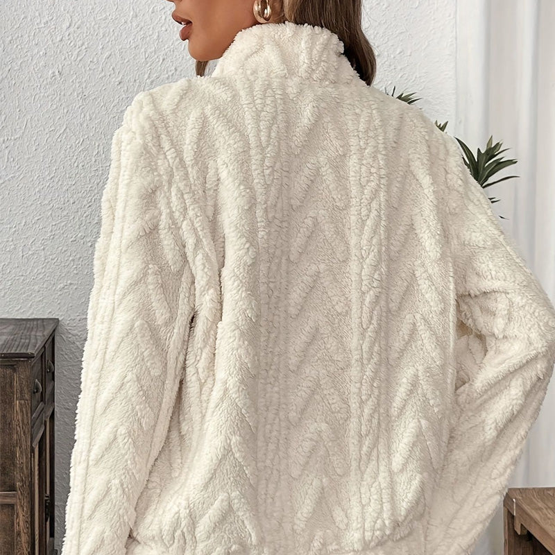 Lena | Flauschiges Half-Zip Sweatshirt mit Tasche