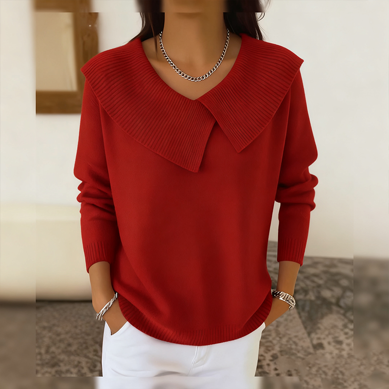 Emma | Damen Strickpullover Mit Kragen im Statement-Look