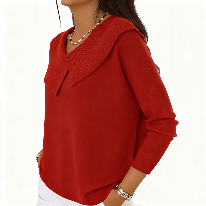 Emma | Damen Strickpullover Mit Kragen im Statement-Look