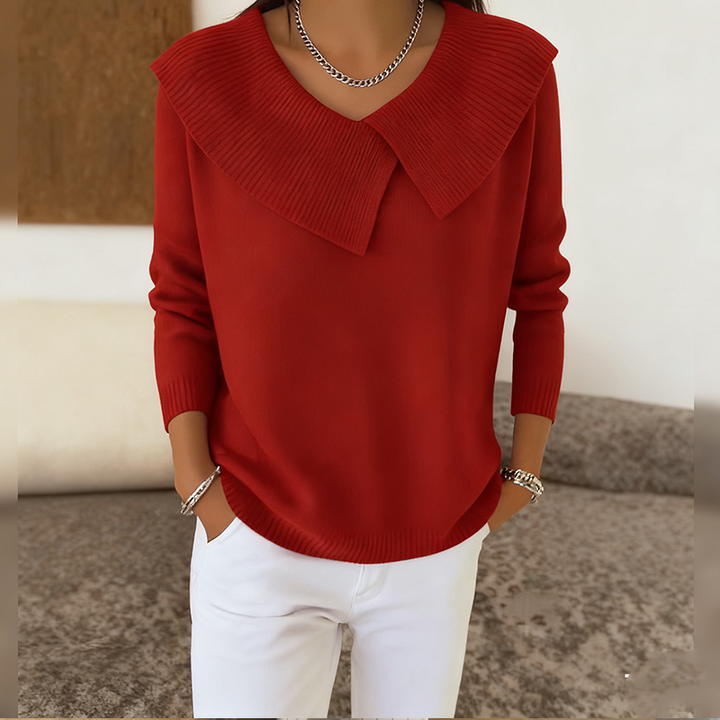 Emma | Damen Strickpullover Mit Kragen im Statement-Look
