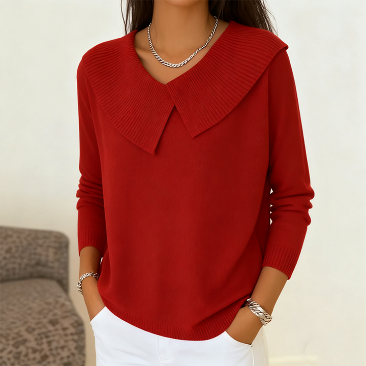 Emma | Damen Strickpullover Mit Kragen im Statement-Look