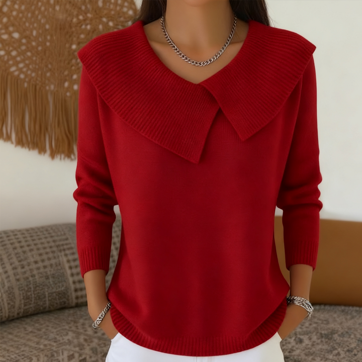 Emma | Damen Strickpullover Mit Kragen im Statement-Look