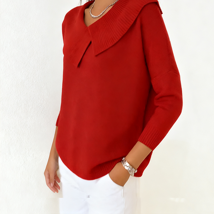 Emma | Damen Strickpullover Mit Kragen im Statement-Look